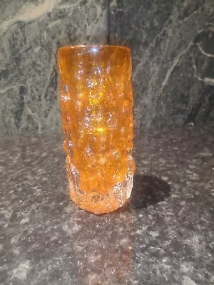 Buy Vintage 1960s Whitefriars Tangerine Amber Bark Textured Vase. Geoffrey Baxter. • 89.96£