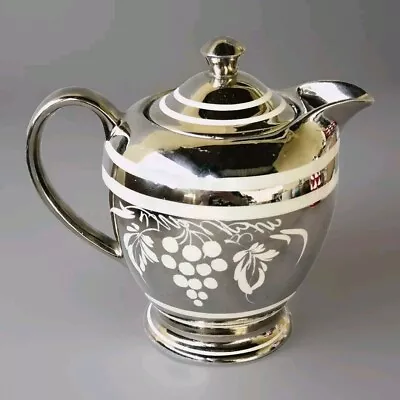 Buy Vintage Sadler Teapot Silver Ivory With Mirror Finish Grapes Leaves No1615 BW  • 8.99£