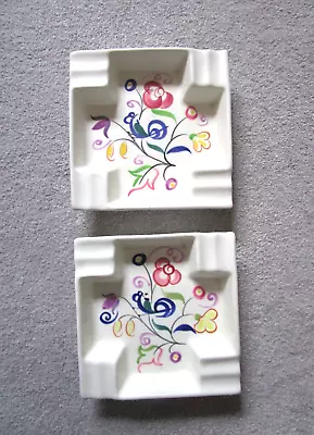 Buy Poole Pottery  Set Of 2 Square Shaped Ashtrays -  14 Cm Diameter • 10£