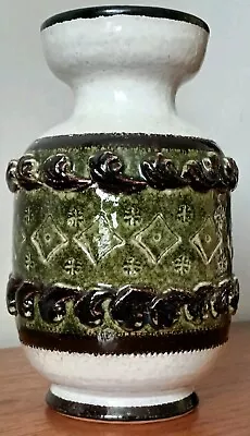 Buy Vintage Mid Century Italian Bitossi Pottery Vase -  White, Green & Black • 55£