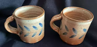 Buy RARE Handmade Suffolk Potteries Collectable Glazed Mugs, Navy Leaf Design. • 20£