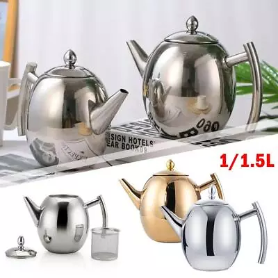 Buy Durable Stainless Steel Teapot Coffee Pot Teaset Kettle Filter Infuser Drinkwar↑ • 14.05£