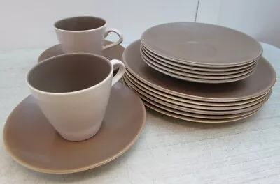 Buy Poole Pottery Twintone Part Tea / Dinner Service Mushroom And Sepia - 1960s/70s • 30.40£