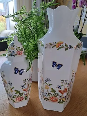 Buy Large Aynsley China Cottage Garden Vase & Ginger Jar Vgc • 25£