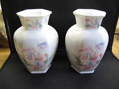 Buy Pair Of Aynsley  Little Sweetheart  Hexagonal Bone China Vases • 10£