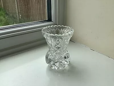 Buy Vintage German Hofbauer Facet Cut Lead Crystal Thistle Shaped Posy Vase • 2.99£