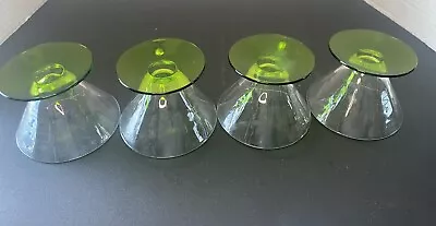 Buy Set Of 4 Green Depression Glass Short Footed Parfait Condiment Cordial 3” X 4” • 18.67£