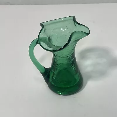 Buy Rainbow Green Blown Crackle Glass Pitcher Miniature • 23.30£