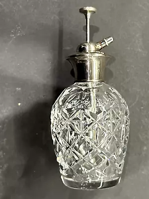 Buy Cut Glass Perfume Bottle Heavy Atomiser Silver Colour Top Good Antique ? Vintage • 19.99£