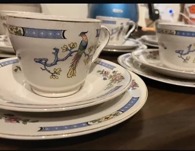 Buy BCM Nelsonware Tea Set Blue White Flowers Birds • 14.99£