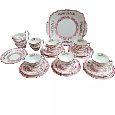 Buy Royal Albert / Crown Staffordshire China Tea/Coffee Set Pink Tunis • 27£