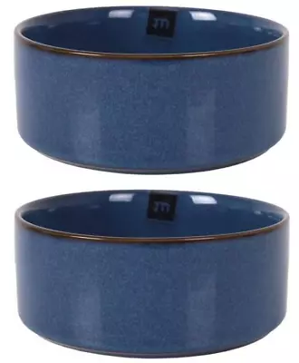 Buy Serving Bowls Cereal Snacks Tapas Stoneware 13x5cm Chester Blue -set 2- • 5.25£