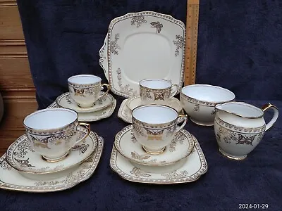 Buy Rare Antique Vintage Roslyn 5462 English Gold Butterfly China (15 Item) Tea Set • 37£