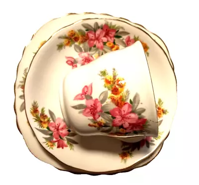 Buy Vintage Vale Bone China Trio Tea Cup Saucer And Side Plate Pink Floral • 9£