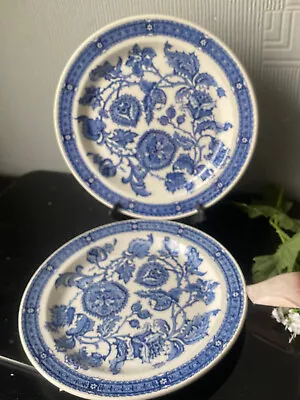 Buy 2x Ridgway Ironstone Side Plates White & Blue JACOBEAN Small Dessert Plates 18cm • 6£