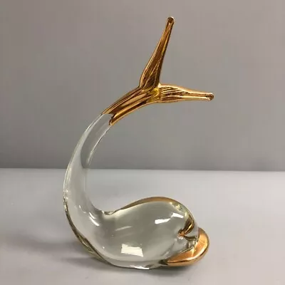 Buy Glass Whale Ornament Figure Paperweight Yellow Clear Sea Animal Fish Tail -CP • 9.99£