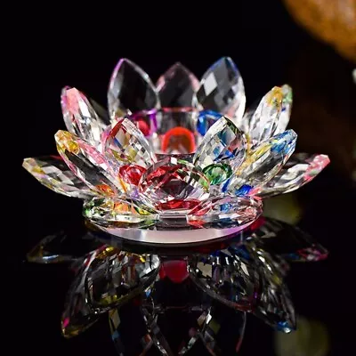 Buy Crystal Glass Lotus Flower Candle Holder Candlestick Home Decor Craft Tea Light • 10.99£