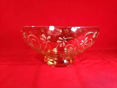 Buy Vintage Etched Hand Blown Amber Glass Bowl Retro Collectable VGC Prop  • 12.99£