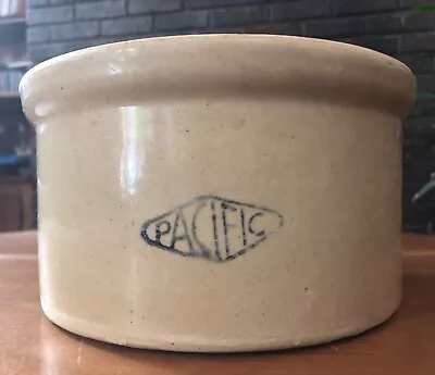 Buy Antique Yellow Ware PACIFIC STONEWARE POTTERY BUTTER CROCK Bowl Portland Oregon • 41.41£