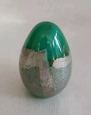 Buy Isle Of Wight Glass Paperweight Green, Gold And Silver  3  Tall • 20£