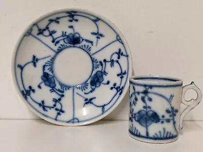 Buy Antique Blue & White Miniature Coffee Can And Saucer In A Delft X Ming Pattern • 20£