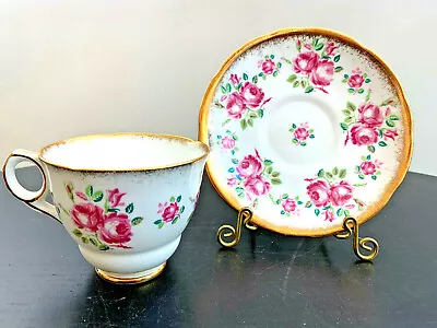 Buy Vintage Royal Stafford Tea Cup & Saucer Bone China Flowers Rose Gold England  • 10.25£