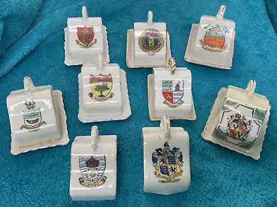 Buy Vintage Crestware Lot Minature Cheese Dishes X9 All Different Crests Of UK • 20£