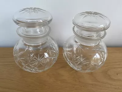 Buy 2x Classic Design Cut Glass Pots Jars Vanity Storage With Lid • 10£