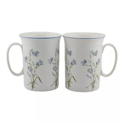 Buy Vtg Roy Kirkham Fine Bone China Mugs X2 - Blue & White With Harebell / Bluebells • 13.99£
