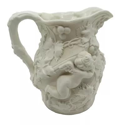 Buy Minton Parian Ware Cherub Pitcher Jug High Relief Molded Antique Circa 1850s • 205.02£