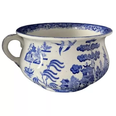 Buy Antique Blue Willow Chamber Pot Ridgways Semi China Blue And White Transferware • 92.25£