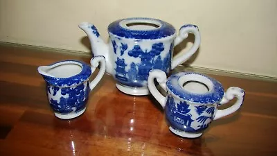 Buy Antique Blue & White Child's Three Piece Tea Set • 11.20£