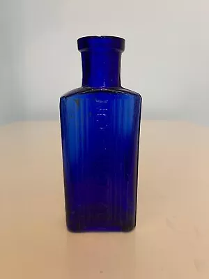 Buy Vintage Blue Poison Glass Bottle - C.9cm Tall • 10£