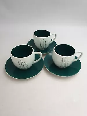 Buy Vtg Carlton Ware Windswept Demitasse Coffee Cups Saucers Handpainted Green 6PC • 18.99£