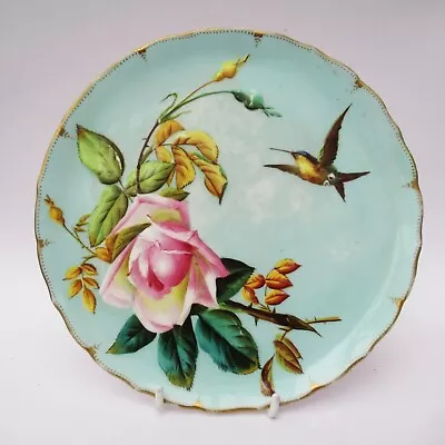 Buy George Jones Antique English Porcelain Rose & Hummingbird 9  Cabinet Plate C1890 • 45£