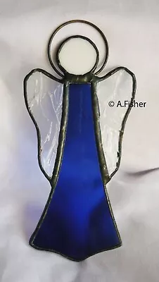 Buy Stained Glass Tall Slim Angel Colbalt Blue - Suncatcher  NEW - 16.5cms (6.5ins)H • 9.95£