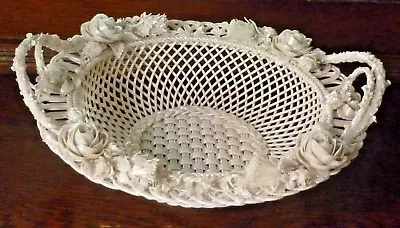 Buy Rare Antique Belleek Genuine First Period,1863-91, Large 3 Strand Floral Basket. • 21£