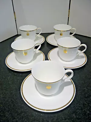 Buy Royal Doulton White Bone China With Gilt Edge And Crest 5x  Cups And Saucers • 25£