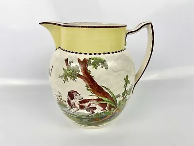 Buy Creamware Dated Jug Printed And Painted With A Dog And Birds. C.1812, 'Wm Read' • 295£