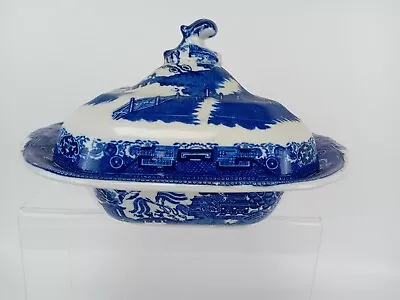 Buy Vintage Old Willow Blue And White Pattern Lidded Serving Dish • 14£