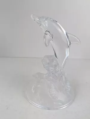 Buy Crystal Glass Jumping Dolphin 16 Cm Figurine With Frosted Glass Base VGC • 12£