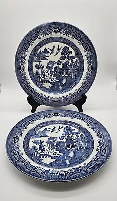 Buy Churchill Blue Willow 10 1/4  Dinner Plates Set Of 2 Made In England • 18.63£