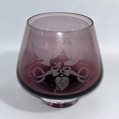 Buy Caithness Glass Amethyst Bowl 40th Ruby Wedding Anniversary Etched Love Birds  • 9.50£