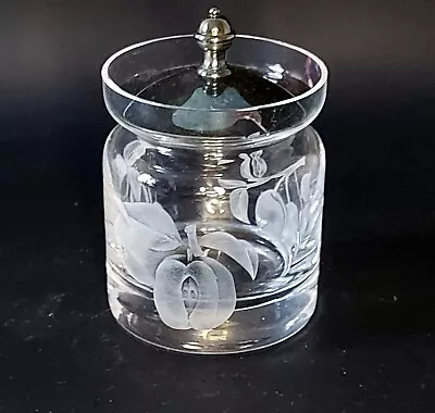 Buy Crystal  Discontinued Stuart. Sugar Bowl With Metal Lid, Etched Fruits Motif  • 18£