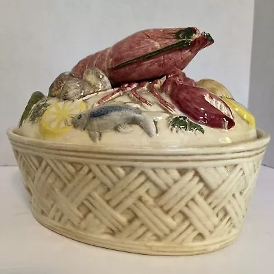 Buy Vintage Handmade 12  Ceramic Tureen/Dish With Lobster On Top - Mid Century • 69.89£