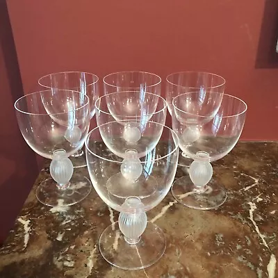 Buy LALIQUE Langeais Fine Wine Glass 5.75  Crystal Set Of 7 Vintage 1976 • 595£