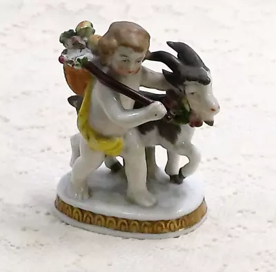 Buy Antique Chelsea Porcelain Cherub Boy With Goat Figurine / Gold Anchor / C1758 • 14.99£