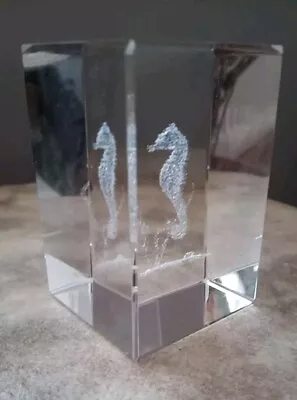Buy Sea Horse Clear Glass Paperweight,  Ornament Home Decor ,Animal Art  • 5.99£