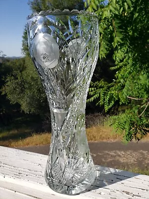 Buy Antique American Brilliant Cut Glass Vase Corset Shape Lead Crystal ABP 16 Inch • 232.97£