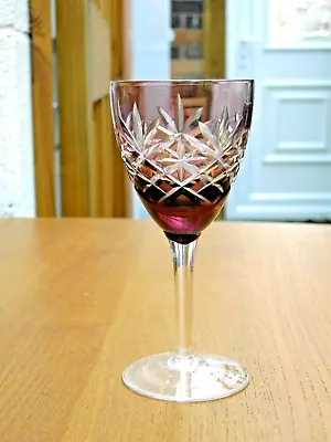 Buy Bohemia Amethyst Cut To Clear Wine / Sherry / Port Glass  Free UK Postage • 10.99£